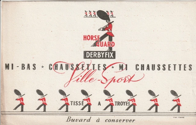 F75 Ancien Buvard - HORSE GUARD DERBYFIX Ville Sport Chaussettes Tissé a TROYES