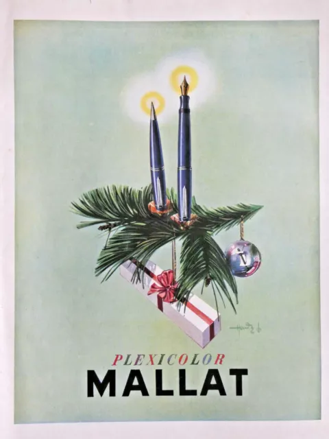 Publicité De Presse 1946 Mallat Plexicolor Porte-Plume Porte-Mine