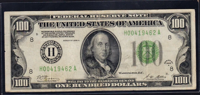 FR.2151-H 1928A St. Louis $100 "Gold on Demand" Federal Reserve Note VF