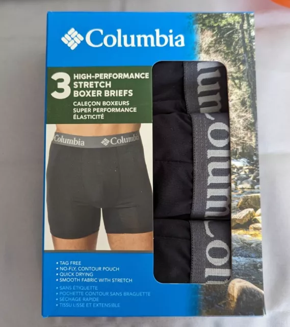 COLUMBIA MEN UNDERWEAR 4 Pack Briefs Cotton Stretch Black M L Xl