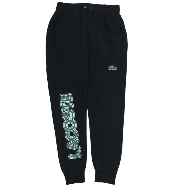 Lacoste Mens Joggers Black Elastic Waist Embroidered Croc Logo Printed Leg S