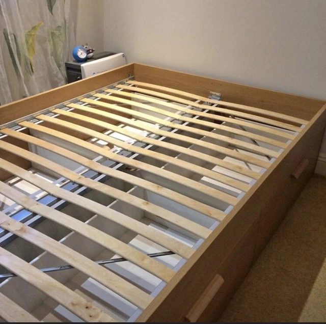 IKEA BRIMNES DOUBLE Bed Oak Veneer With Drawers Storage £100.00