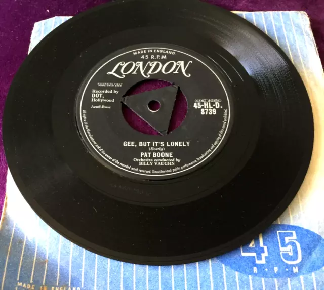 Pat Boone - Gee, But It's Lonely - London HLD 8739 - 1958 - VG+