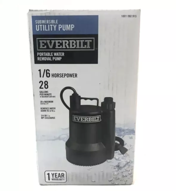 Everbilt SUP54-HD 1/6hp Plastic Submersible Utility Pump