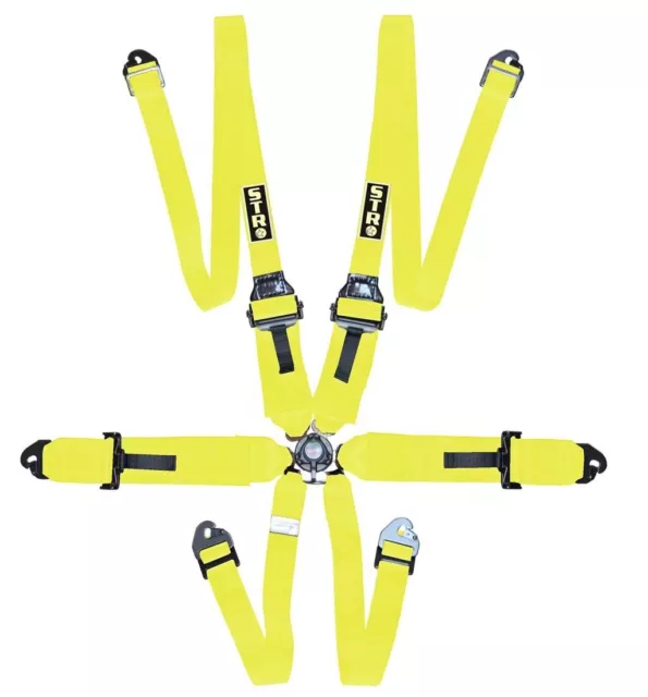 6-Point 3" to 2" FHR HANS Rally Race Harness Seat Belt FIA 2026 STR YELLOW
