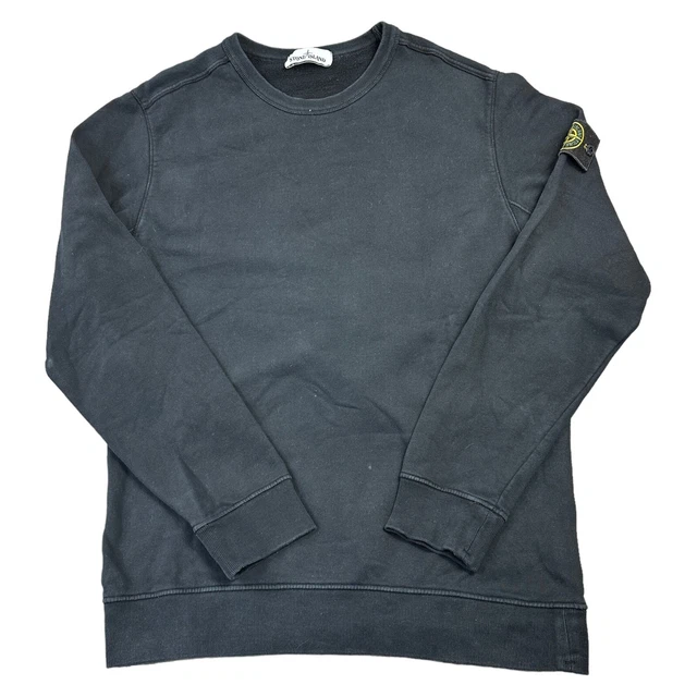 STONE ISLAND SWEATSHIRT Regular Crew Neck Black Jumper Mens XL