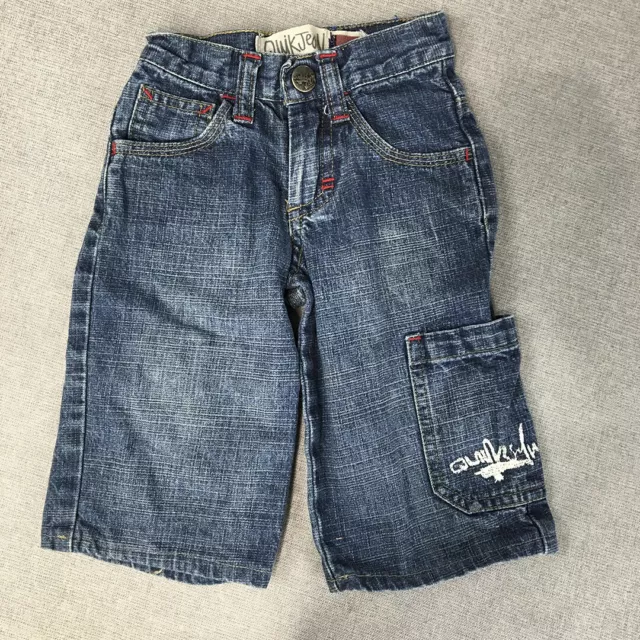 Vintage Quiksilver Baby Boys Denim Shorts Size 0 Blue Logo Jorts Y2K