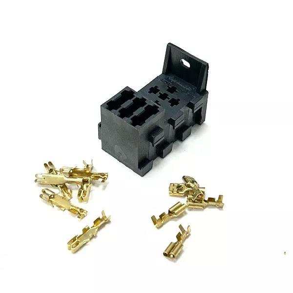 4/5 Pin Relay Base & 3 Way Fuse Holder Kit - Inc Terminals & Mounting Bracket