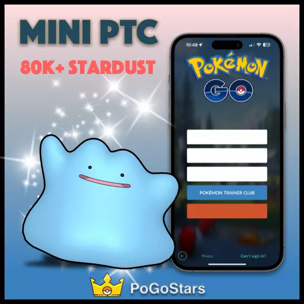 Pokémon Go - Shiny Ditto - Mini PTC 80K Stardust✨Read Description✨