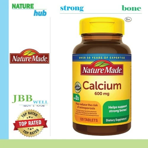 NATURE MADE, CALCIUM 600 Mg With Vitamin D3 120 Tablets Exp. 02/24 26.