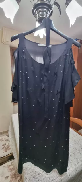 Abito lungo donna da cerimonia elegante vestito da sera nero