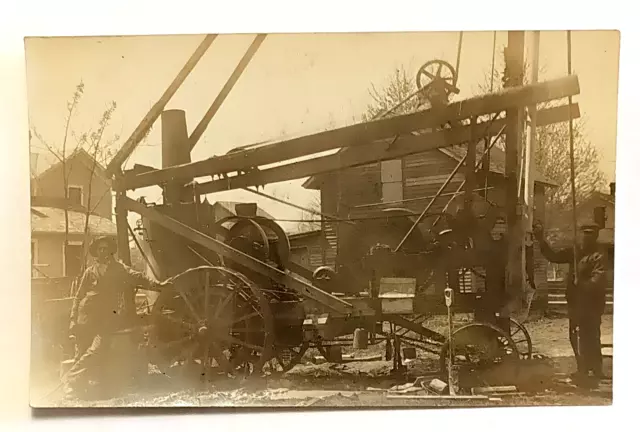 Antique B&W Oil Well Drilling RPPC Post Card Roughneck Derrick Rig Pump Photo