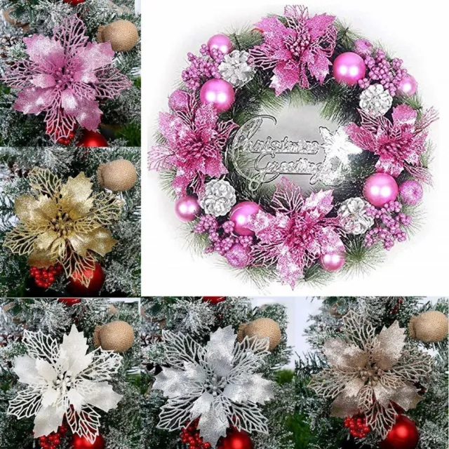 Ornements floraux paillettes artificielles pour arbres de Noël décoration de f