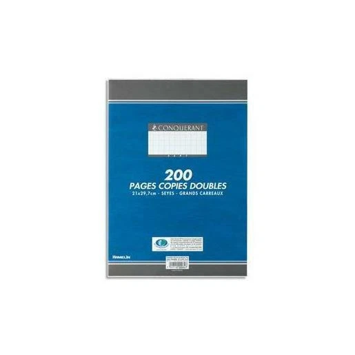 Copies Doubles Conquérant Recyclées - 200 Pages Grands Carreaux Seyès