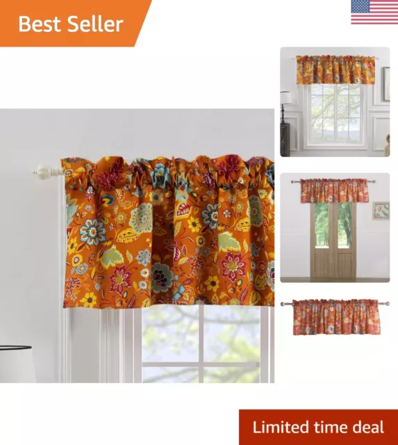 Floral Window Valance - 84" x 19" - Lined for Privacy & Sun Protection - Spice