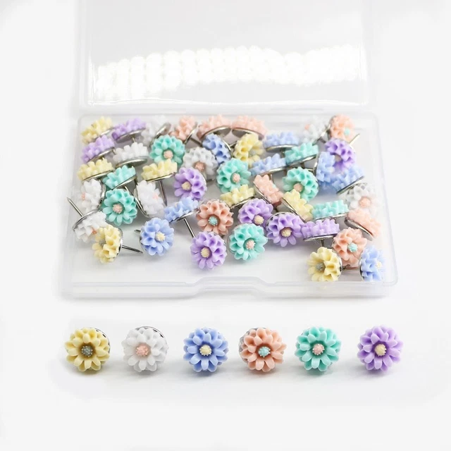 Lot De 60 Punaises Décoratives En Strass - Diamètre 1.1 Cm - Pour Tableau Liège, Mur, Planning - 2 Boîtes De Rangement