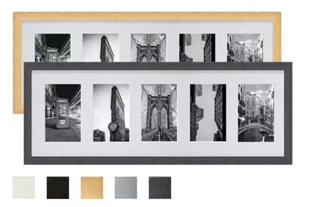 Collage Holz Bilderrahmen Galerie mit Passepartout für 5 Bilder  10x15 13x18