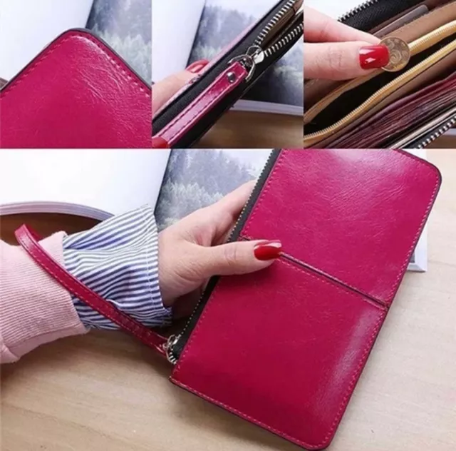 Womens Ladies Envelope Leather Wallet Card Button Clutch Purse Long Handbag Bag 2