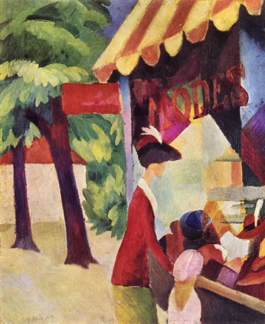 Woman with red jacket and child by August Macke Giclee Reproduction on Canvas