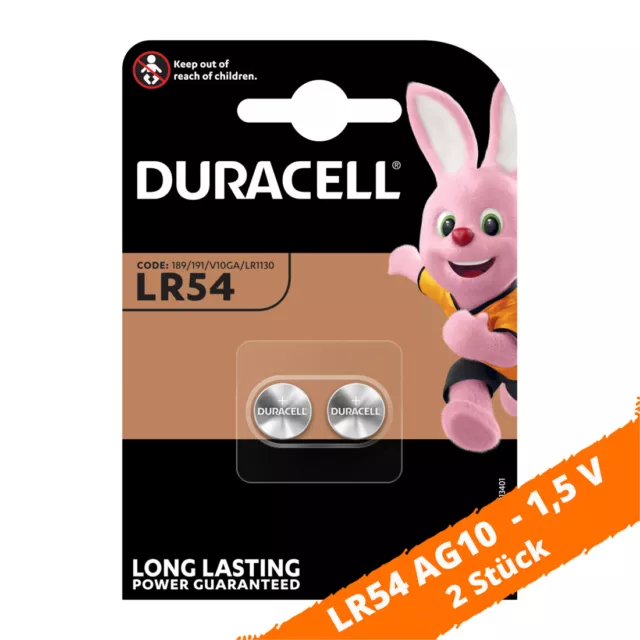 2 Stück Knopfzellen AG10 LR1130 189 389 LR54 V10GA Uhrenbatterie von Duracell