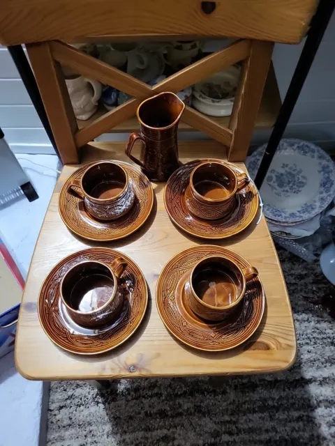 Saxony Ellgreave Set Of 4 Cups&saucers &milk Jug