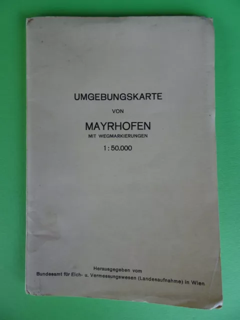 Alte Landkarte-Umgebungskarte Mayrhofen 1:50000 von 1955   4-1123