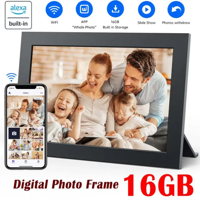 Digitaler Bilderrahmen WLAN 10,1'' IPS 1280x800 Touchscreen WiFi Fotorahmen 16GB