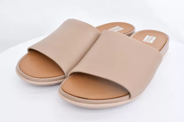 FitFlop Women's Gracie Leather Tan Comfort Pool Slides Sandals Sz 7