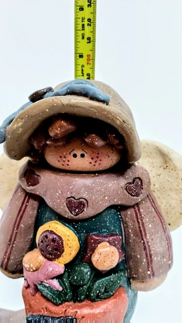 Vintage Crazy Mountain Keramik Ton Engelsfigur mit Votiv Kerzenhalter 8