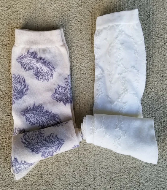 VTG 1990s Crew Socks Lot Of 2 Pairs Womens Size 9-11 Knit-In Designs Lightweight