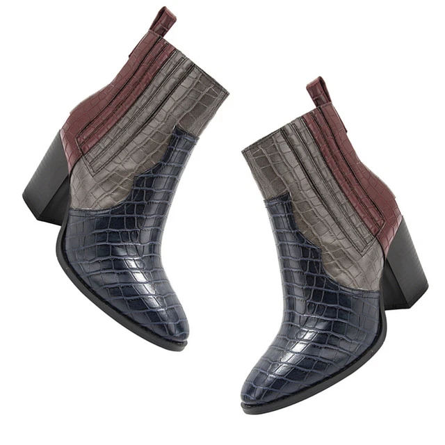 Lederstiefel Stiefeletten Aus Schlangenleder Absatzschuhe Damen