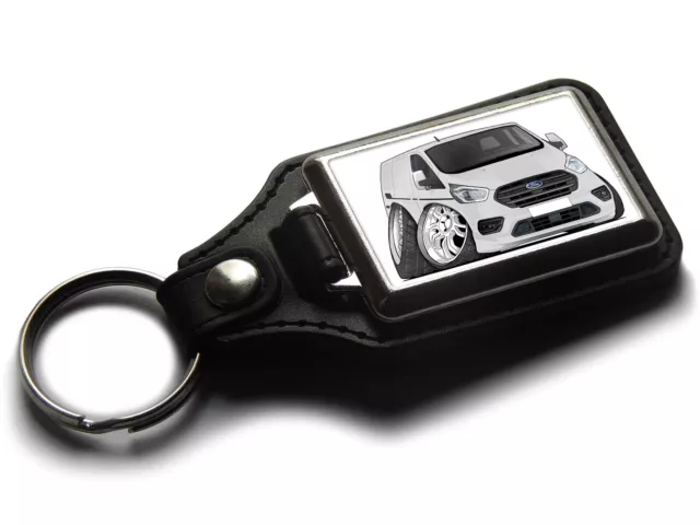 Koolart Cartoon Car Ford Transit Custom Leather and Chrome Keyring