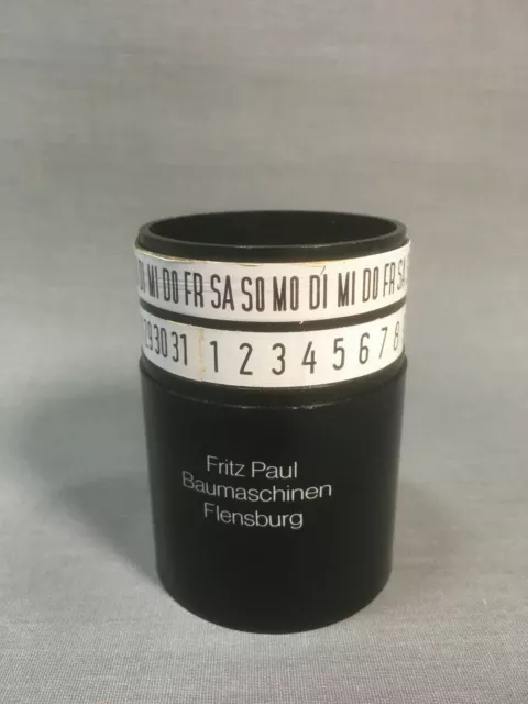 Bruckmann pen date box Reklame retro Utensilo Stiftehalter ewiger Kalender 70er