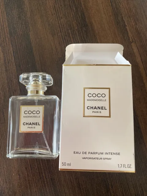 COCO Mademoiselle Chanel Paris EMPTY Eau De Parfum Glass Bottle 3.4 oz w/  Box