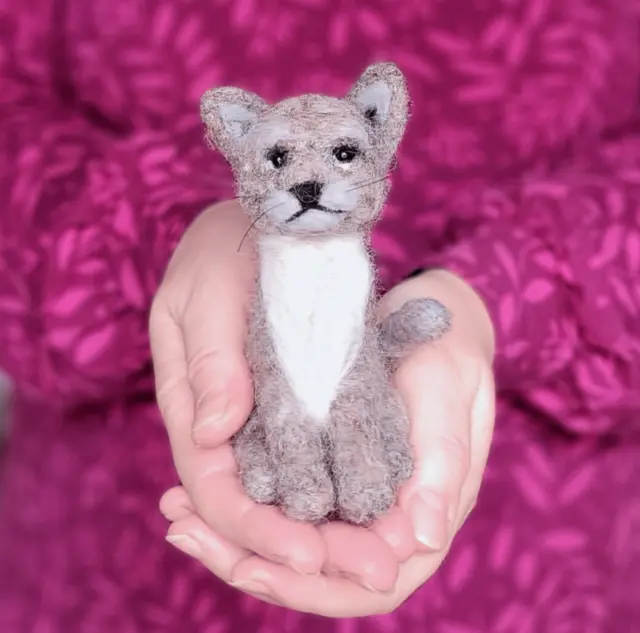 Lincolnshire Fenn Crafts gris gato gatito kit muñecas de fieltro lana cuatro patas