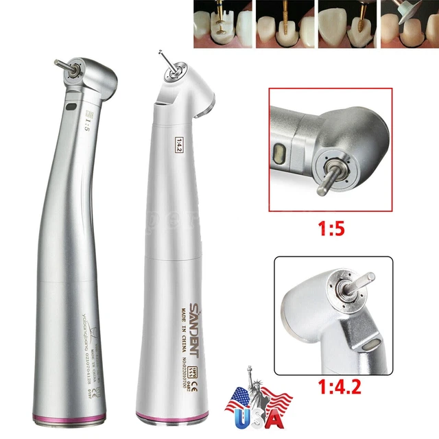 NSK Style Dental 45° 1:4.2 /1:5 Contra Angle Fiber Optic LED Low Speed Handpiece