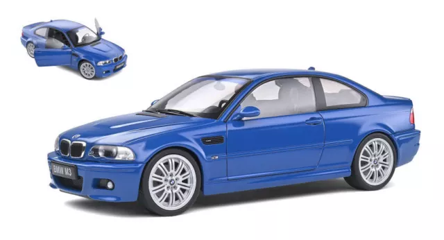 Miniature voiture auto 1:18 solido BMW E46 M3 diecast Modèle Static Bleu 2000