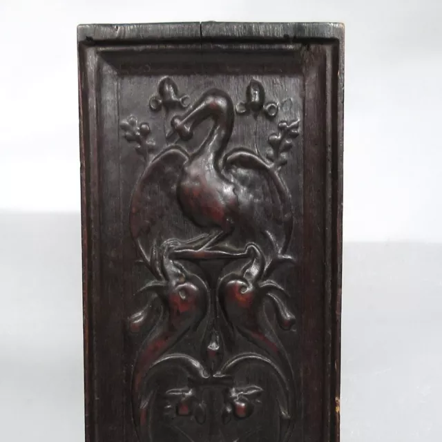 Antique French Hand Carved Wooden Panel, Pelican, Birds & Dolphins