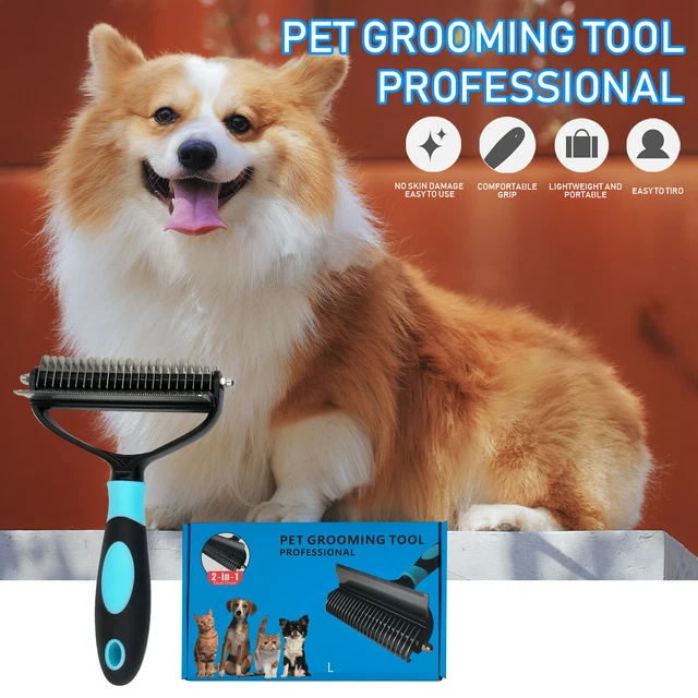 2side Dog Brush for Shedding Dematting Pet Grooming Cat Hair Undercoat Rake Comb