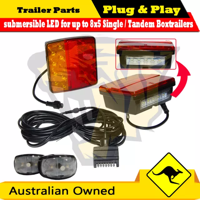 LED TRAILER LIGHTS KIT WIRE  Plug & Play w Clearance LED lamps 12V Submersible