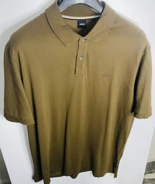 HUGO BOSS Pallas Mens Olive Green Polo Shirt Size 4XL New BNWOT Short Sleeve