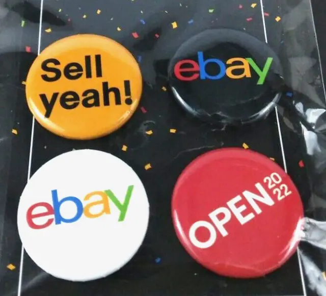 Sealed Package Set of 4 eBay Open 2022 Swag Pinback Buttons - Sell Yeah! Variant