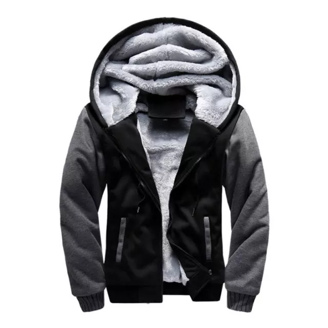 Men Thick Warm Fleece Lined Hooded Hoodie Winter Zip Up Coat Jacket Sweatshirt☆