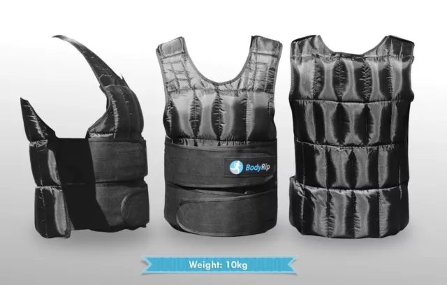 BodyRip Deluxe Adjustable Weighted Vest 10KG Gym Weight Loss Neoprene One Size 2