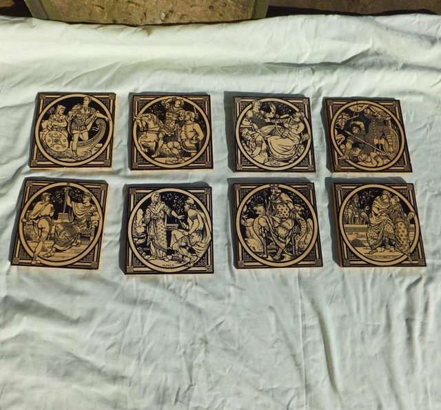 Antique Minton Fireplace Tiles John Moyr Smith English History Series Circa 1872