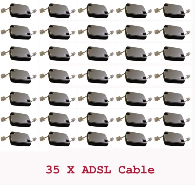 Joblot 35 X CAVI ADSL RJ11 a RJ11 2,4MTR RETRATTILI (Ciascuno in Scatola Bianca)