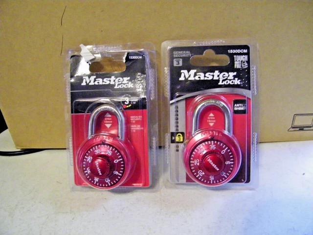 2 Master Lock Combination Padlocks Red 1530DCM - NEW