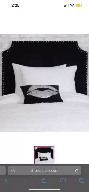 Dormify Black Velvet Twin/Twin XL Powered Silver Studded Headboard