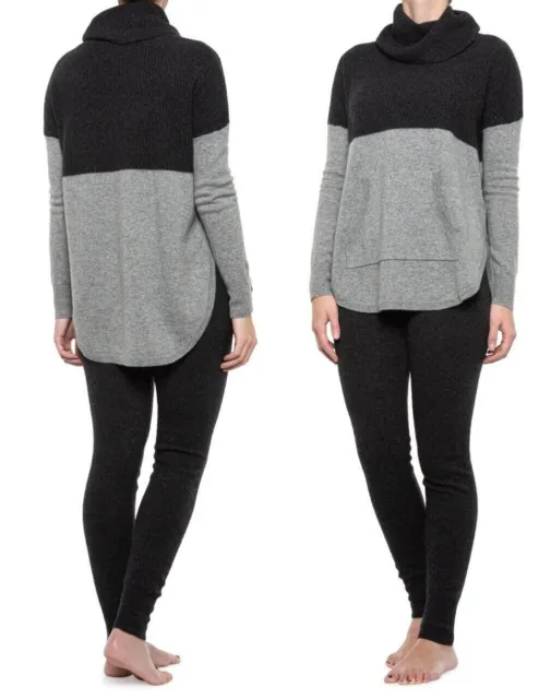 MAX STUDIO 100% Cashmere  Loungewear Pants+Sweater Set Pajama Charcoal/ Grey S