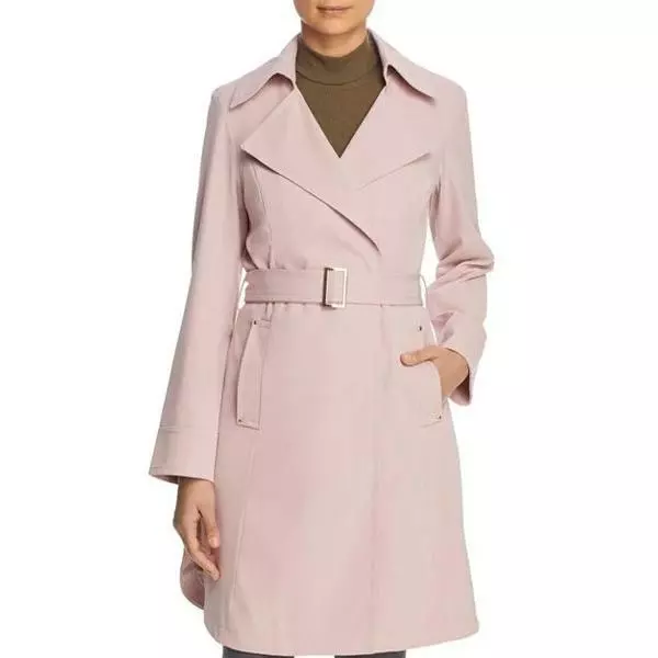 Vince Camuto Belted Drape Trench Coat Dusty Pink